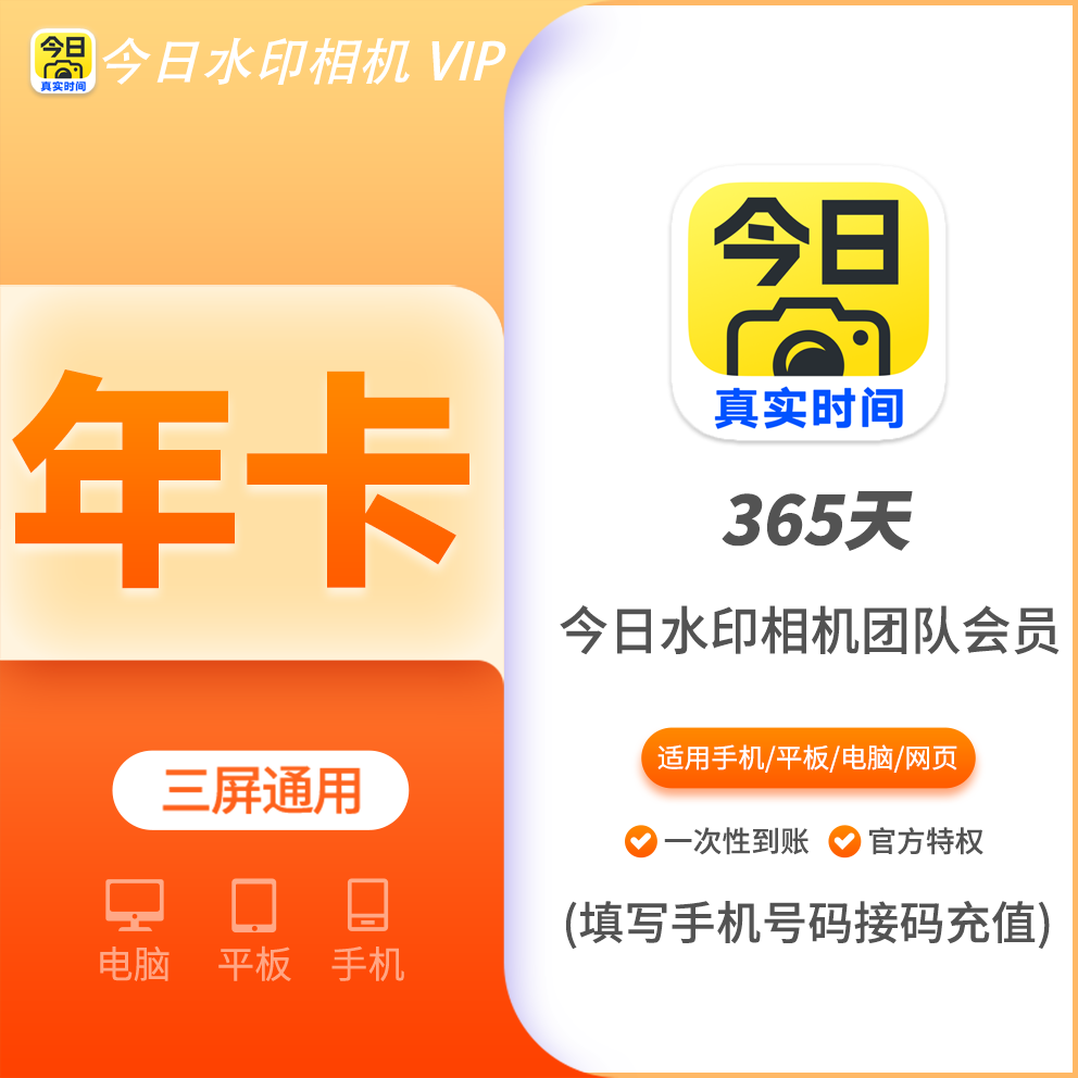 今日水印相机团队会员年费12个月